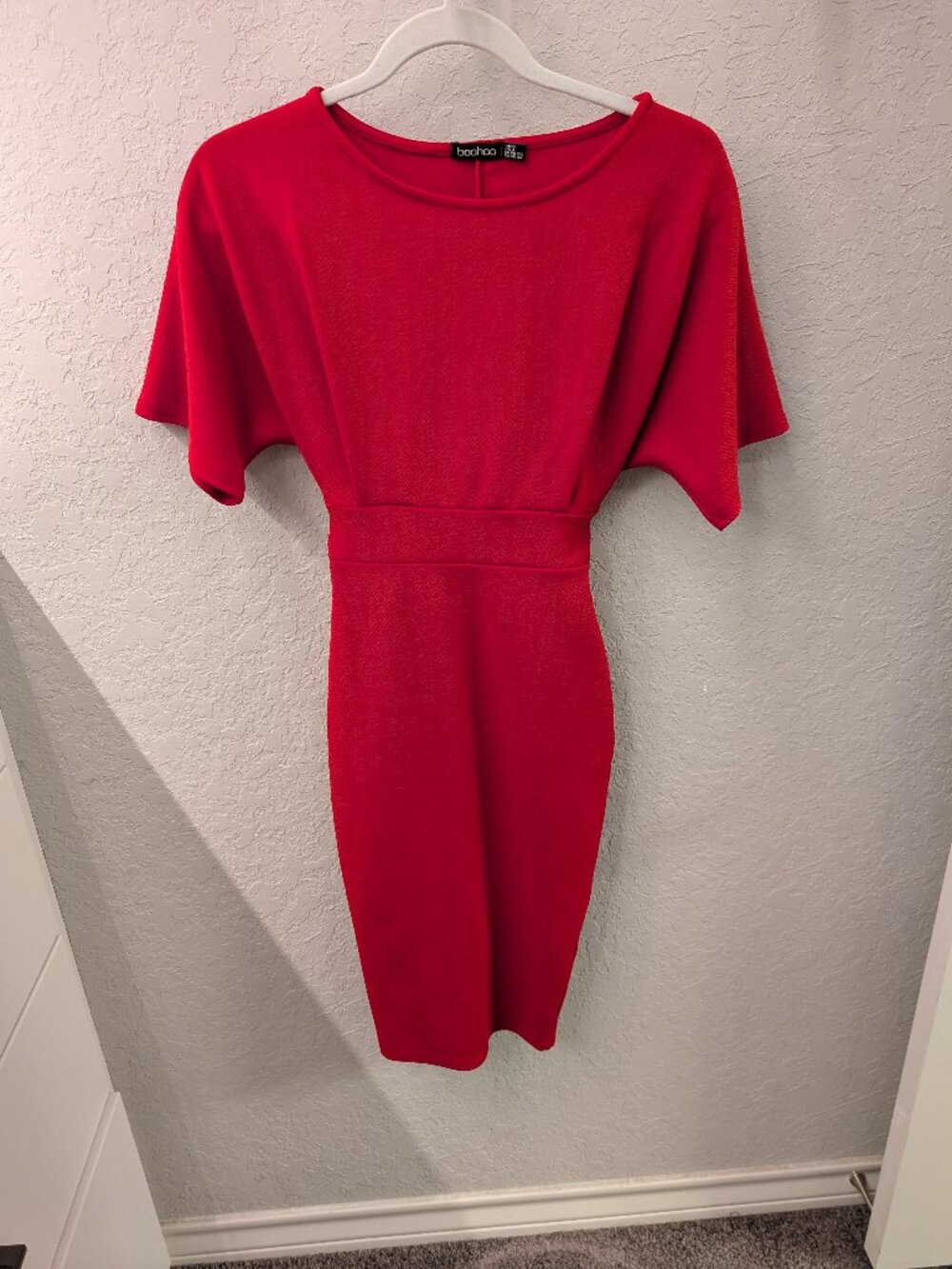 Boohoo Stretchy Red Fitted Dress Sz 4